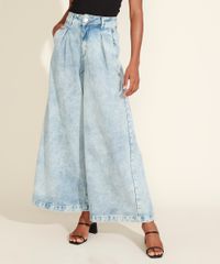 Calca-Jeans-Feminina-Mindset-Pantalona-Cintura-Super-Alta-Marmorizada-com-Pregas-Azul-Claro-9950462-Azul_Claro_1