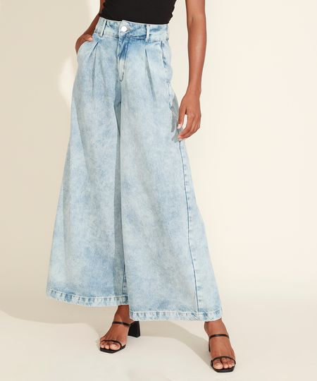Calca-Jeans-Feminina-Mindset-Pantalona-Cintura-Super-Alta-Marmorizada-com-Pregas-Azul-Claro-9950462-Azul_Claro_1