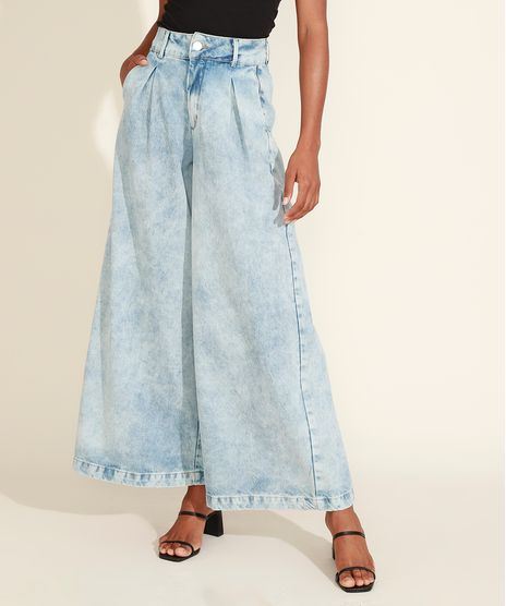 Calca-Jeans-Feminina-Mindset-Pantalona-Cintura-Super-Alta-Marmorizada-com-Pregas-Azul-Claro-9950462-Azul_Claro_1