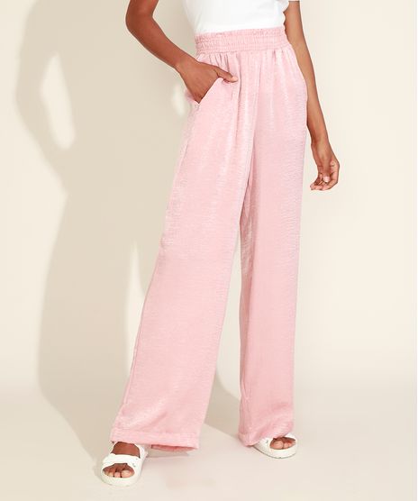 Calca-Feminina-Mindset-Pantalona-Cintura-Super-Alta-Acetinada-com-Bolsos-Rosa-Claro-9975478-Rosa_Claro_1