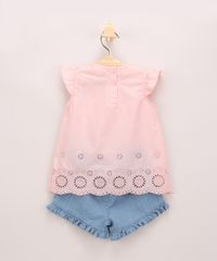 Conjunto-Infantil-de-Blusa-com-Vazados-Manga-Curta-Rosa---Short-Jeans-com-Babados-Azul-Claro-9952402-Azul_Claro_2