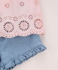Conjunto-Infantil-de-Blusa-com-Vazados-Manga-Curta-Rosa---Short-Jeans-com-Babados-Azul-Claro-9952402-Azul_Claro_3