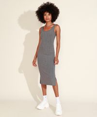 Vestido-Feminino-Midi-Canelado-com-Fendas-Alca-Larga-Cinza-Mescla-Escuro-9960656-Cinza_Mescla_Escuro_3