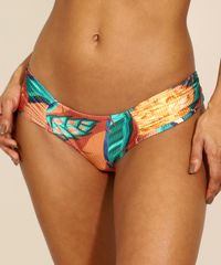 Biquini-Calcinha-Canelado-Estampado-Floral-com-Franzido-e-Protecao-UV50--Cobre-9959238-Cobre_1