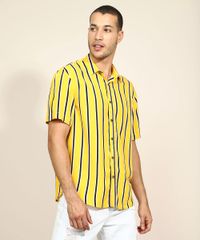 Camisa-Masculina-Tradicional-Listrada-Manga-Curta-Mostarda-9947509-Mostarda_1