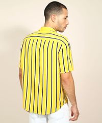 Camisa-Masculina-Tradicional-Listrada-Manga-Curta-Mostarda-9947509-Mostarda_2