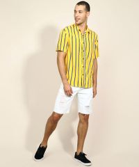 Camisa-Masculina-Tradicional-Listrada-Manga-Curta-Mostarda-9947509-Mostarda_3