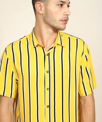 Camisa-Masculina-Tradicional-Listrada-Manga-Curta-Mostarda-9947509-Mostarda_5