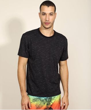 Camiseta-Masculina-Listrada-com-Bolso-Manga-Curta-Gola-Careca--Preta-9944426-Preto_1