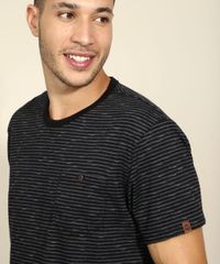Camiseta-Masculina-Listrada-com-Bolso-Manga-Curta-Gola-Careca--Preta-9944426-Preto_4