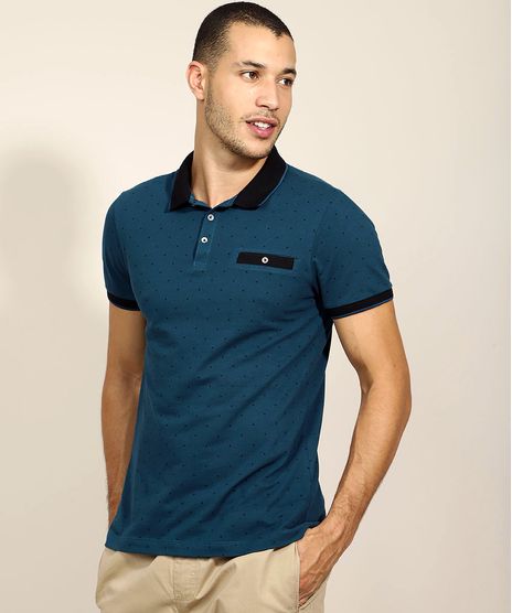 Polo-Masculina-Tradicional-Estampada-com-Bolso-Manga-Curta-Verde-petroleo-9960821-Verde_Petroleo_1