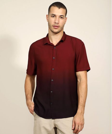 Camisa-Masculina-Slim-Estampado-Degrade-com-Bolso-Manga-Curta-Vinho-9945827-Vinho_1