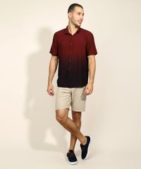 Camisa-Masculina-Slim-Estampado-Degrade-com-Bolso-Manga-Curta-Vinho-9945827-Vinho_3