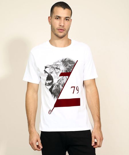 Camiseta-Masculina-Leao-Flocado-Manga-Curta-Gola-Careca-Branca-9970404-Branco_1 Camiseta-Masculina-Leao-Flocado-Manga-Curta-Gola-Careca-Branca-9970404-Branco_1