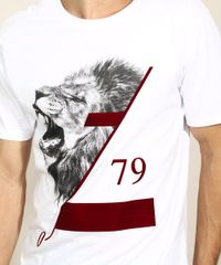 Camiseta-Masculina-Leao-Flocado-Manga-Curta-Gola-Careca-Branca-9970404-Branco_2