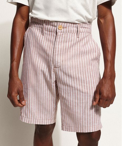 Bermuda-de-Linho-Masculina-Reta-Chino-Listrada-Rosa-Escuro-9967051-Rosa_Escuro_1