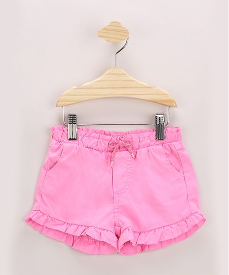 Short-Infantil-em-Sarja-com-Babado-Bolsos-e-Cordao-Rosa-Neon-9972462-Rosa_Neon_1