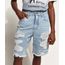 Bermuda Jeans Rasgada Slim Masculina