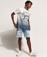 Bermuda Jeans Rasgada Slim Masculina