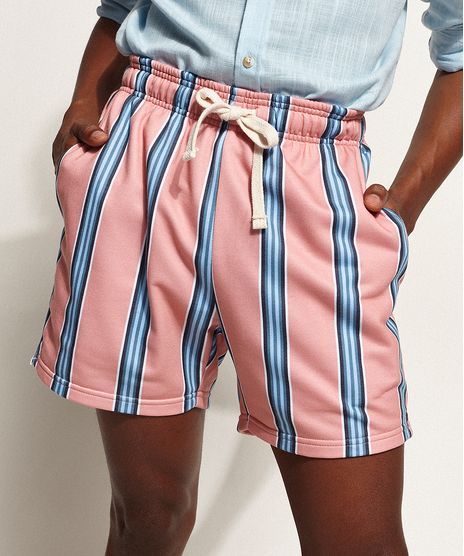 Short-de-Moletom-Masculino-Listrado-com-Cordao-e-Bolsos-Rosa-9967989-Rosa_1
