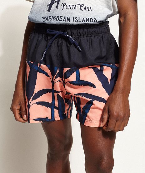 Short-Masculino-com-Estampa-de-Folhagem-e-Cordao-Coral-9967276-Coral_1