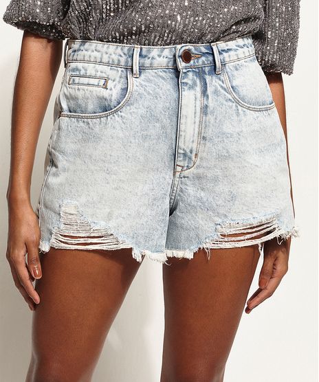 Short-Jeans-Feminino-Mom-Cintura-Super-Alta-Marmorizado-com-Rasgos-Azul-Claro-9972415-Azul_Claro_1