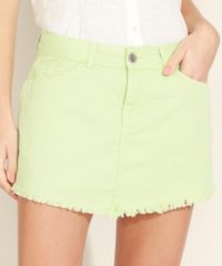 Short-Saia-Feminino-em-Sarja-com-Bolsos-Barra-Desfiada-Verde-Claro-9971530-Verde_Claro_1