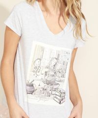 Pijama-Feminino-Harry-Potter-Manga-Curta-Cinza-Mescla-Claro-9961120-Cinza_Mescla_Claro_3
