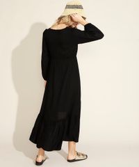 Vestido-Feminino-Midi-com-Babado-Manga-Longa-Bufante-Decote-V-Preto-9963625-Preto_2