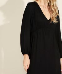 Vestido-Feminino-Midi-com-Babado-Manga-Longa-Bufante-Decote-V-Preto-9963625-Preto_5