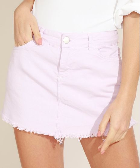 Short-Saia-Feminino-em-Sarja-com-Bolsos-Barra-Desfiada-Lilas-9971530-Lilas_1