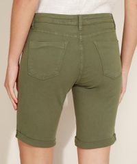 Bermuda-de-Sarja-Feminina-Ciclista-Cintura-Media-com-Barra-Dobrada-Verde-Militar-9968126-Verde_Militar_2