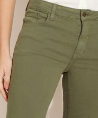 Bermuda-de-Sarja-Feminina-Ciclista-Cintura-Media-com-Barra-Dobrada-Verde-Militar-9968126-Verde_Militar_5