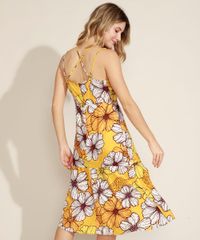 Vestido-Feminino-Midi-Estampado-Floral-com-Recorte-Vazado-Decote-V-Alcas-Finas-Amarelo-9963528-Amarelo_2