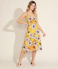 Vestido-Feminino-Midi-Estampado-Floral-com-Recorte-Vazado-Decote-V-Alcas-Finas-Amarelo-9963528-Amarelo_3
