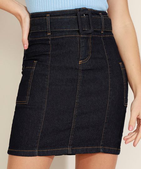 Saia-Jeans-Curta-com-Recortes-Bolsos-e-Cinto-Azul-Escuro-9976426-Azul_Escuro_1