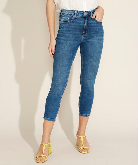 Calca-Jeans-Feminina-Cropped-com-Bandana-Azul-Medio-9964751-Azul_Medio_1
