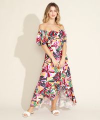 Vestido-Feminino-Longo-Estampado-Floral-Ombro-a-Ombro-com-Babado-Multicor-9963862-Multicor_1