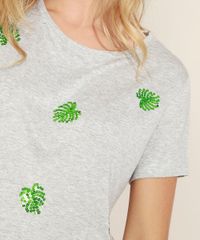 Blusa-Feminina-com-Bordado-de-Folhas-em-Paete-Manga-Curta-Decote-Redondo-Cinza-Mescla-9969602-Cinza_Mescla_5