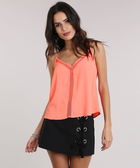 Regata-com-Recorte-em-Tela-Coral-8721788-Coral_1 Regata-com-Recorte-em-Tela-Coral-8721788-Coral_1