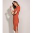 Vestido-Feminino-Midi-Canelado-Comfy-com-Fenda-Manga-Curta-Gola-Alta-Laranja-9953194-Laranja_1