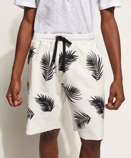 Bermuda-de-Moletom-Masculina-Relaxed-Estampada-de-Folhagem-com-Cordao-Off-White-9967986-Off_White_1