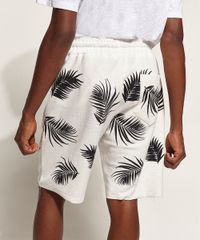Bermuda-de-Moletom-Masculina-Relaxed-Estampada-de-Folhagem-com-Cordao-Off-White-9967986-Off_White_2