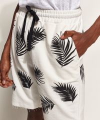 Bermuda-de-Moletom-Masculina-Relaxed-Estampada-de-Folhagem-com-Cordao-Off-White-9967986-Off_White_4