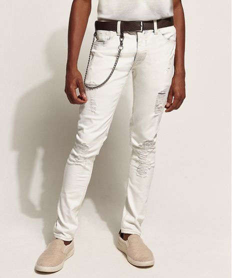 Calca-Jeans-Masculina-Super-Skinny-Destroyed-com-Cinto-e-Corrente-Azul-Claro-9966119-Azul_Claro_1