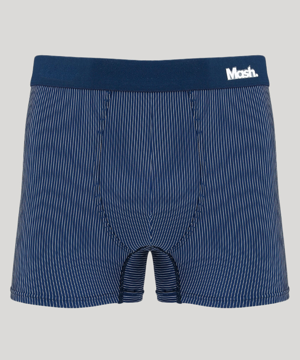 Cueca Masculina Mash Boxer Risca de Giz Azul Marinho