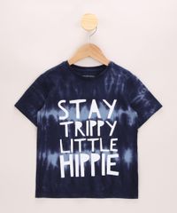 Camiseta-Infantil--Stay-Trippy-Little-Hippie--Estampado-Tie-Dye-Manga-Curta-Gola-Careca-Azul-Marinho-9968655-Azul_Marinho_1