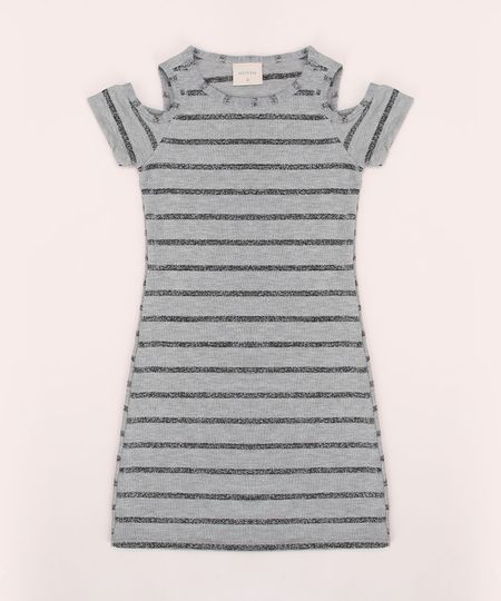 Vestido-Juvenil-Listrado-Canelado-com-Brilho-Open-Shoulder-Manga-Curta-Cinza-Mescla-Claro-9967671-Cinza_Mescla_Claro_1