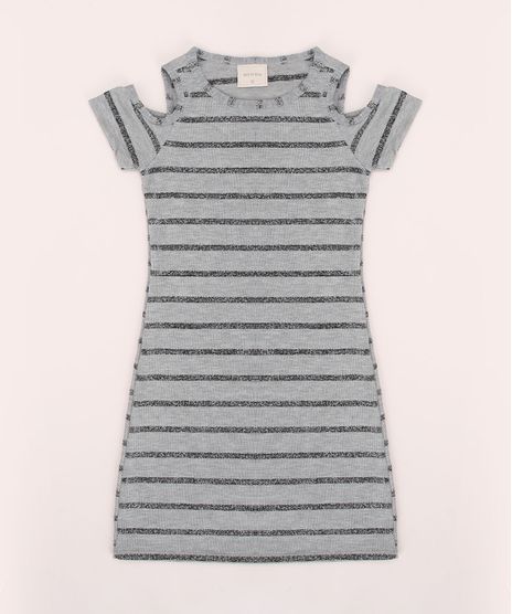 Vestido-Juvenil-Listrado-Canelado-com-Brilho-Open-Shoulder-Manga-Curta-Cinza-Mescla-Claro-9967671-Cinza_Mescla_Claro_1