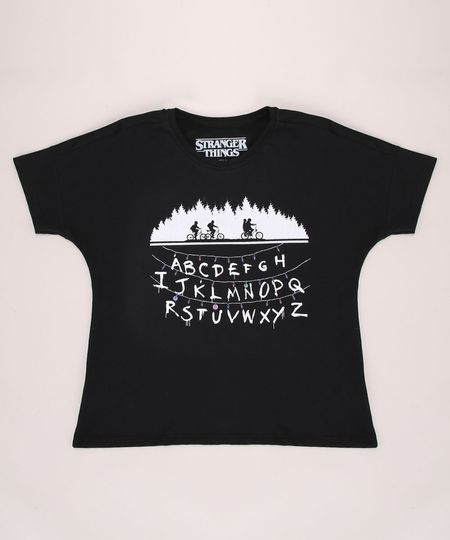 Blusa-Juvenil--Run--Stranger-Things-com-Bordado-Manga-Curta-Decote-Redondo-Preta-9964551-Preto_1 Blusa-Juvenil--Run--Stranger-Things-com-Bordado-Manga-Curta-Decote-Redondo-Preta-9964551-Preto_1